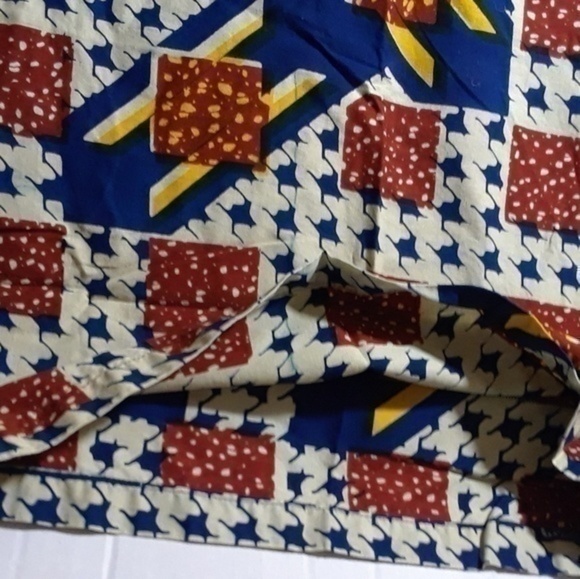 Hounds Tooth Block Print V-Neck Kente Dress - Picture 3 of 8